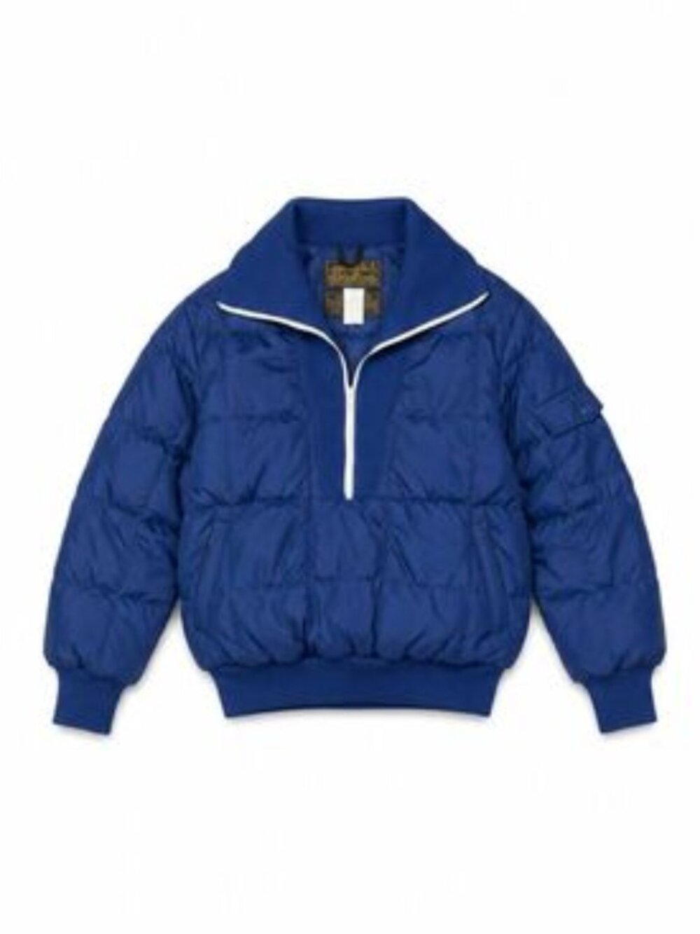 Eddie Bauer Vintage Goose Down Puffer Jacket Blue Half Zip Small